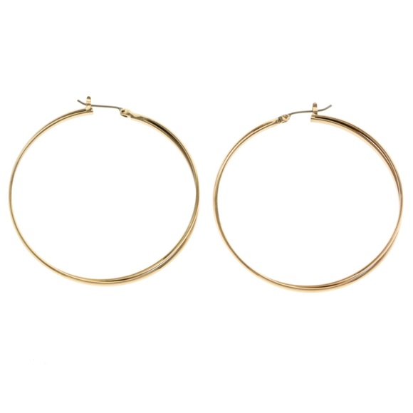 Express Hoop-Earrings Gold NWOT - Picture 2 of 2